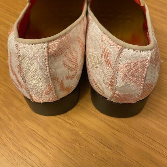 Dress Loafers Size EU 39 Mens 7 Womens 9 Slip on Embroidered Pink Jacquard Shoes - Picture 6 of 9